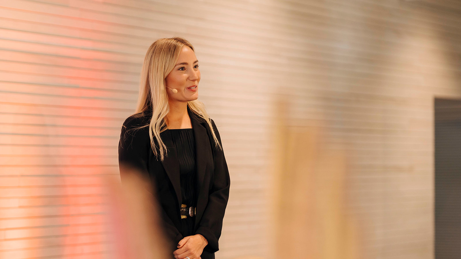 a woman in black dress