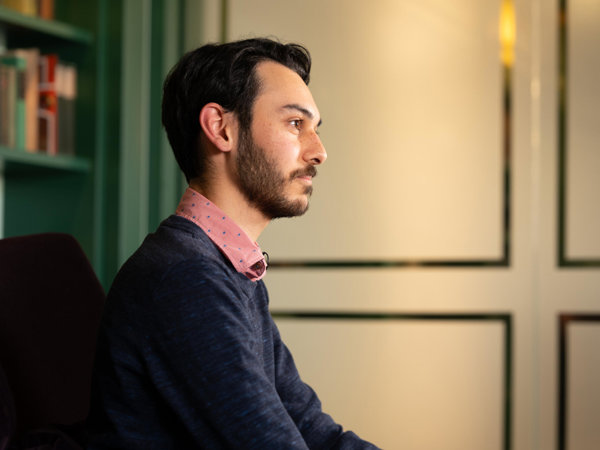 a man sitting in a chair