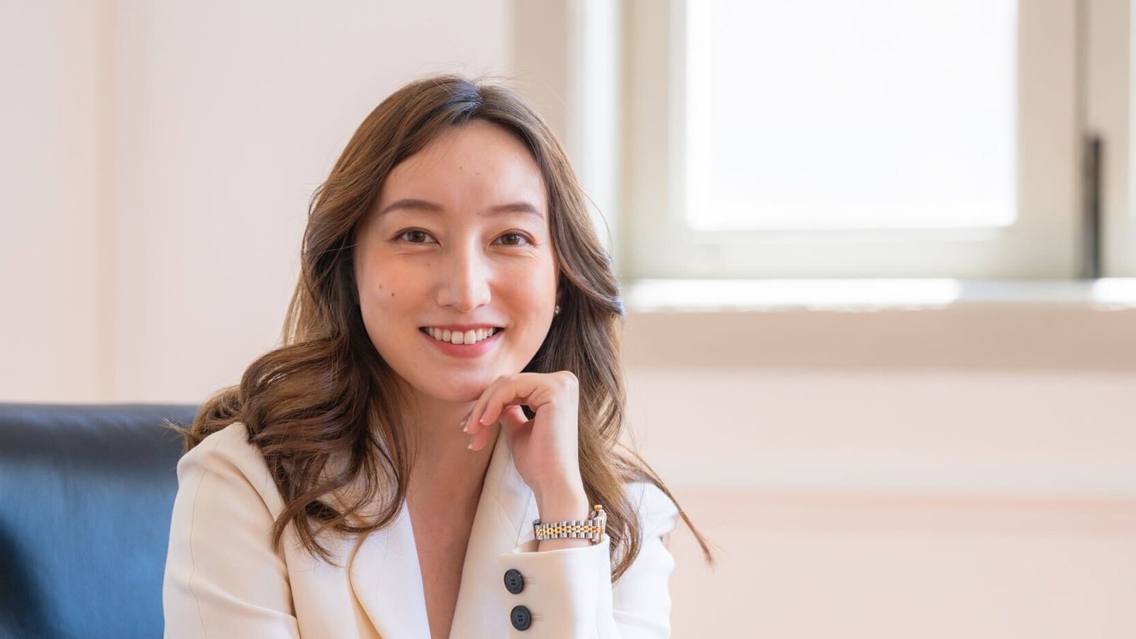 a woman sitting on a chair