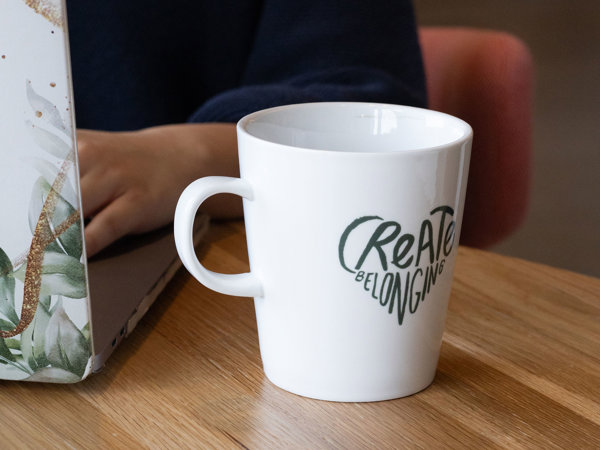 a white mug on a table