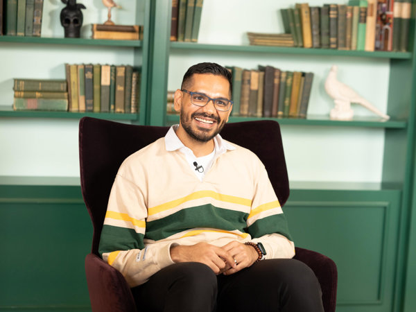a man sitting in a chair