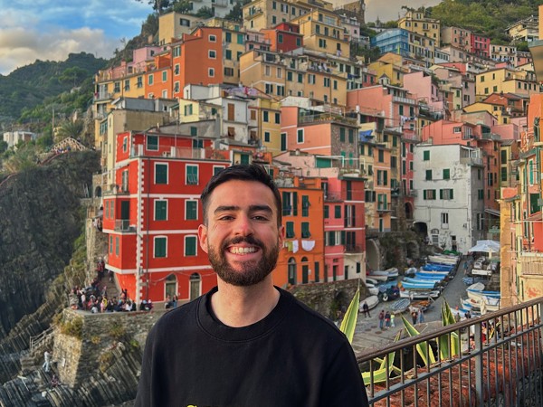 a person standing in front of a city